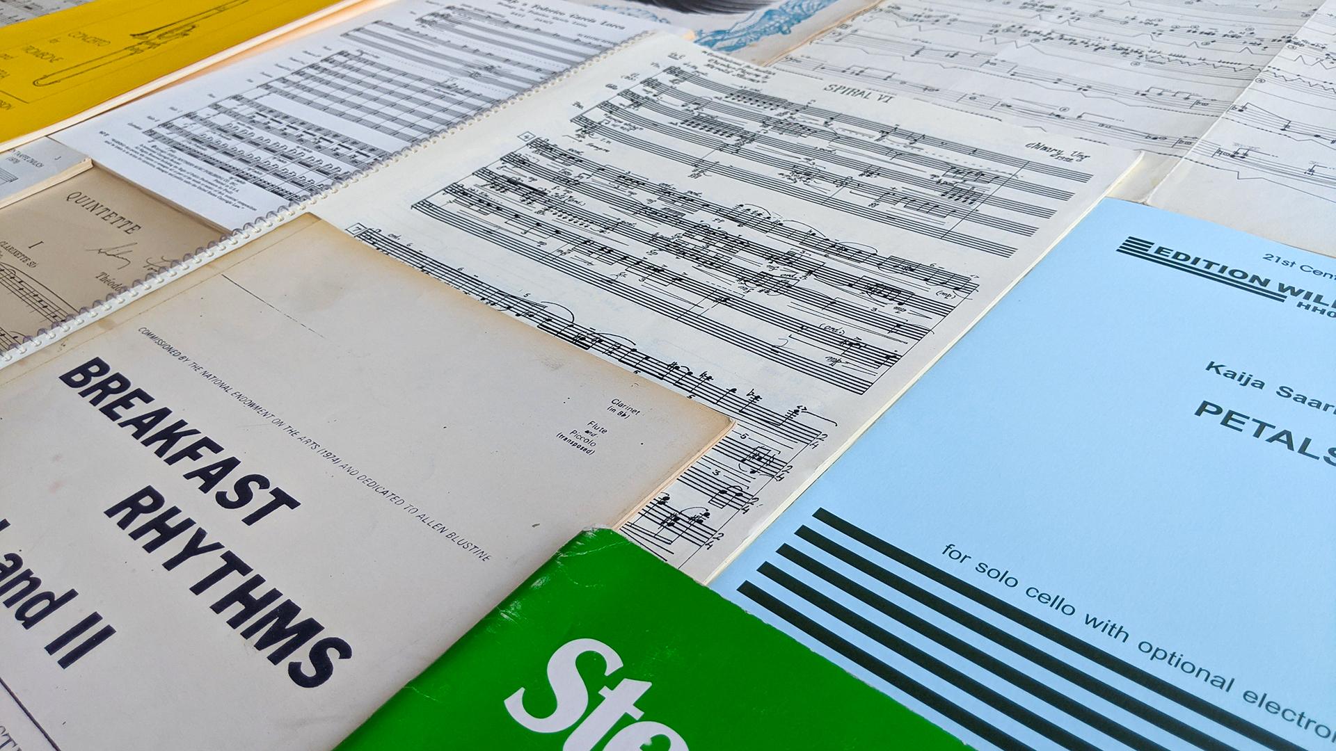 Photo of a variety of sheet music items
