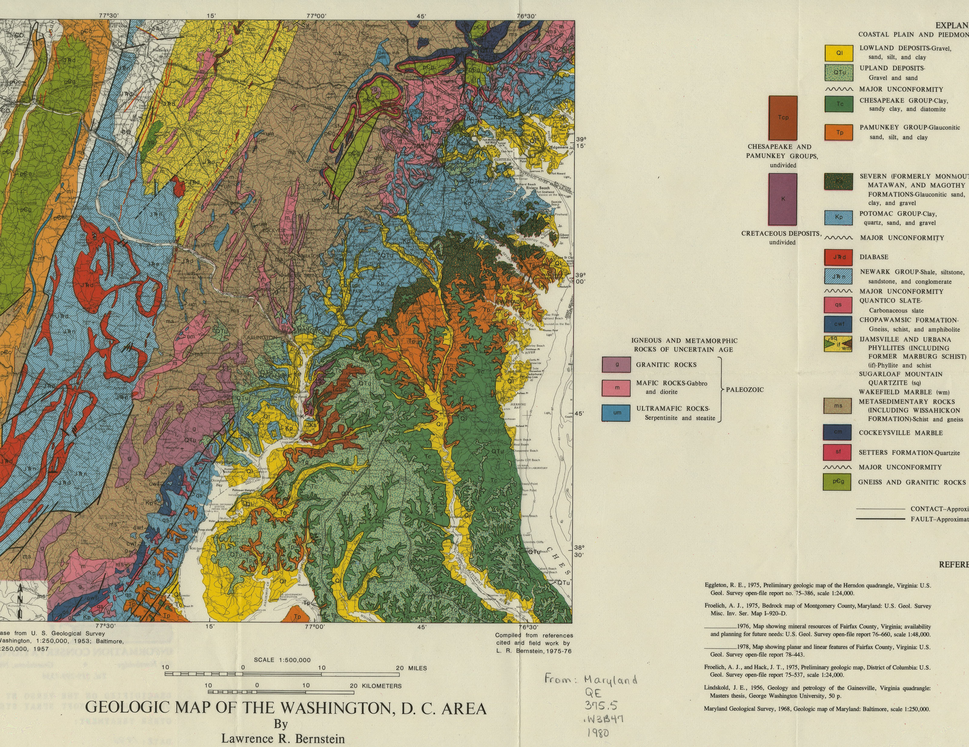 Mineral Map Of Md Mineral Localities Of Washington, D.c. Area - Md Maps | Digital Collections  @ The University Of Maryland
