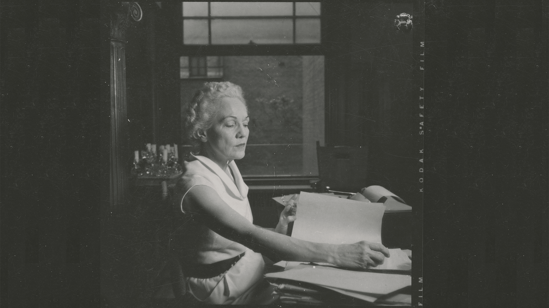 Katherine Anne Porter at a typewriter