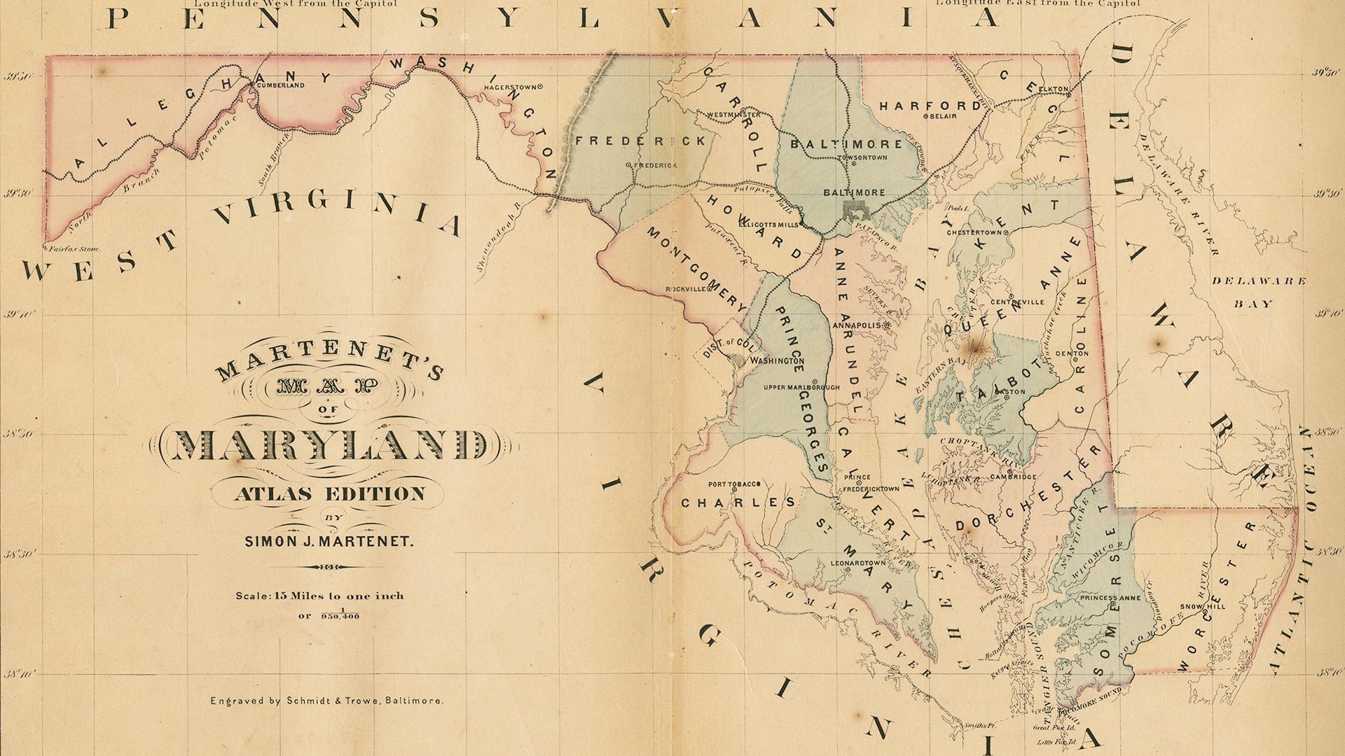 Historical atlas map of Maryland