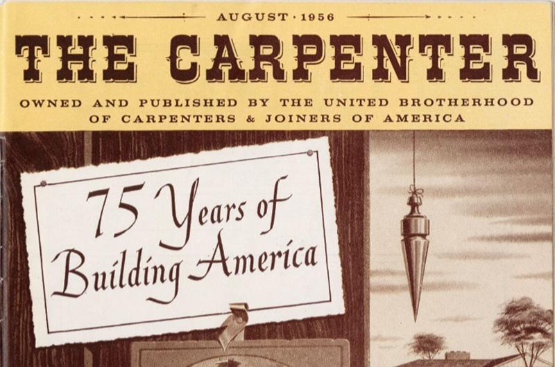 Top of a 1956 cover for "The Carpenter" newspaper