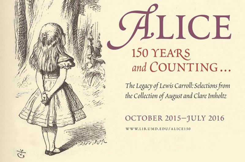 Section of the poster for 'Alice: 150 Years and Counting" featuring an illustration of Alice